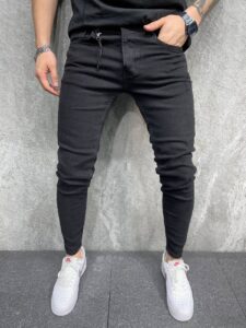 Мужские Джинсы Зауженные - Черные Узкие Однотонные