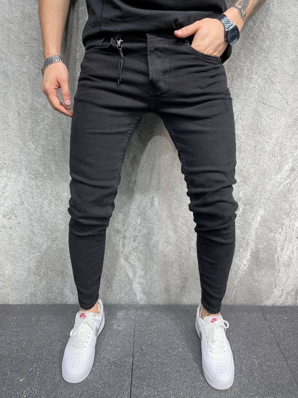 photo_2021-07-27_16-21-09 Мужские Джинсы Зауженные - Черные Узкие Однотонные