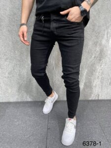 Мужские Джинсы Зауженные - Черные Узкие Однотонные