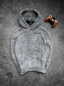 Мужское Серое Худи Плюшевое - Кофта Мякиш с Капюшоном