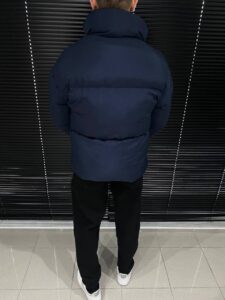 Мужская Зимняя Курточка Синяя - Стеганая Дутая с Высоким Воротником