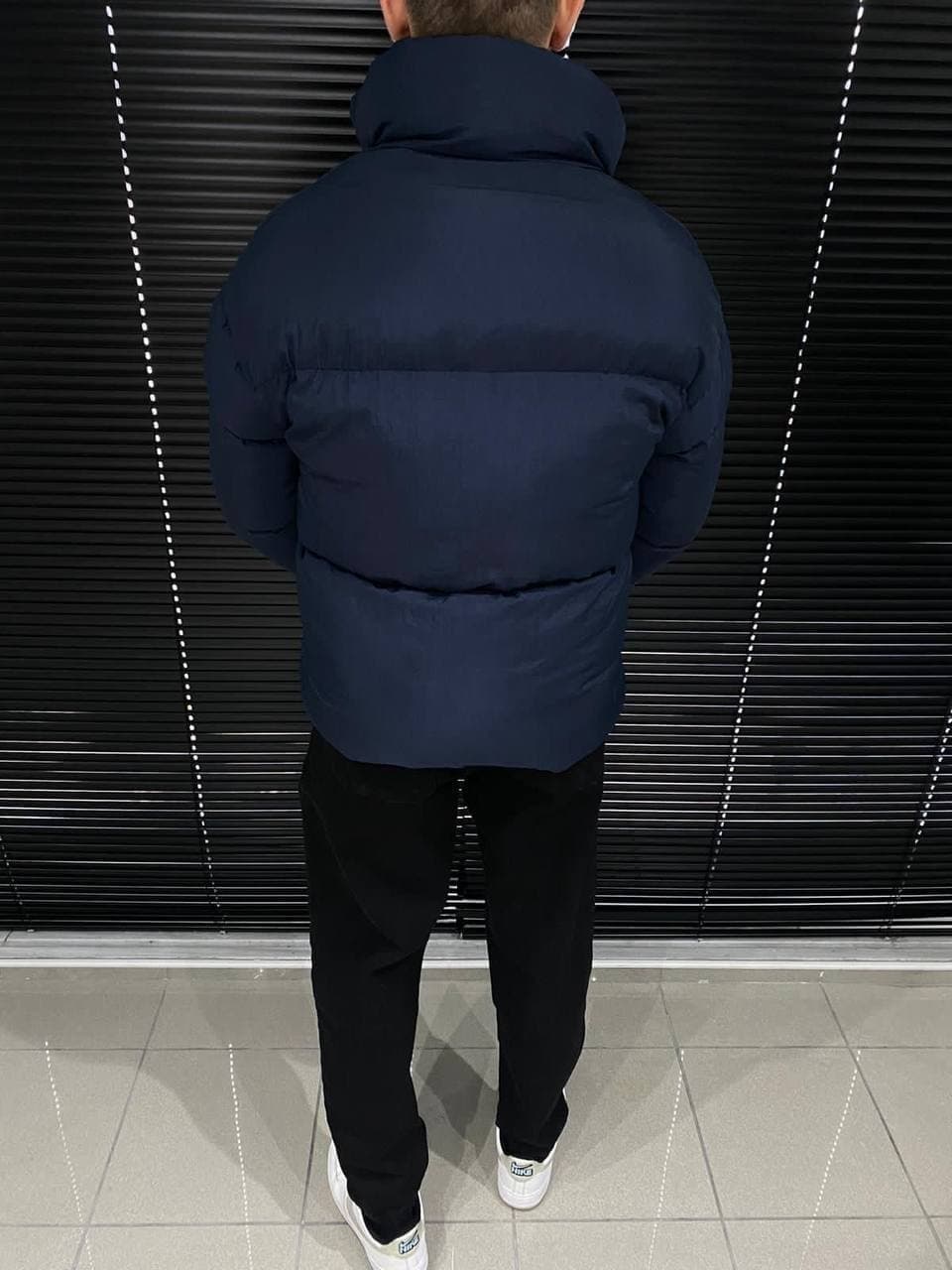 photo_2021-12-08_14-36-05 Мужская Зимняя Курточка Синяя - Стеганая Дутая с Высоким Воротником