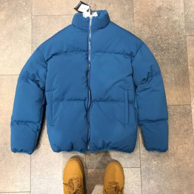 Мужская Зимняя Куртка в Синем Цвете с Манжетами Теплая Стеганая
