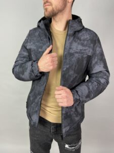 Мужская Зимняя Куртка Двухстороняя Черно-Серая с Капюшоном