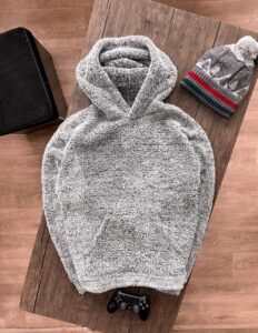 Мужское Серое Худи Плюшевое - Кофта Мякиш с Капюшоном