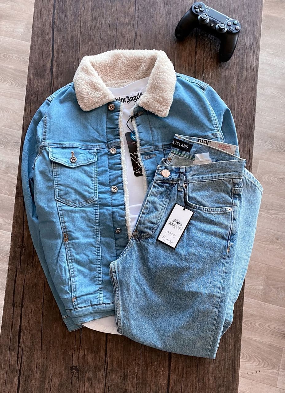 photo_2021-12-22_20-26-47 Мужская Джинсовая Куртка Синяя с мехом - Джинсовка Голубого цвета
