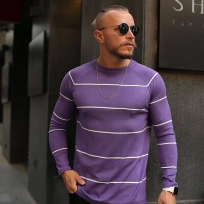 Чоловічий Фіолетовий светр смугастий