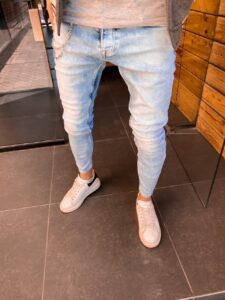 Мужские Голубые Джинсы Узкие - Светлые Зауженные