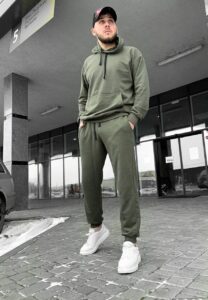 Мужской Спортивный Костюм Зеленый Хаки (Худи + Штаны)