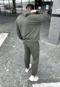 Мужской Спортивный Костюм Зеленый Хаки (Худи + Штаны)