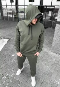 Мужской Спортивный Костюм Зеленый Хаки (Худи + Штаны)