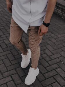 Мужские Вельветовые Брюки Бежевые - Чиносы Штаны Зауженные