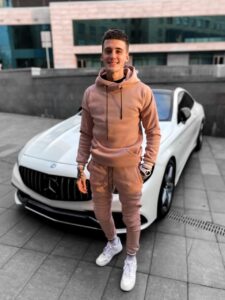 Мужской Пудровый Спортивный Костюм Утепленный - Бежевый Теплый на флисе Однотонный (Худи + Штаны)