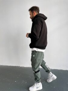 Мужской Черный Худи Оверсайз - Толстовка Свободного Кроя