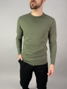 Мужской Лонгслив Зеленый Хаки - Базовая Кофта Лонг