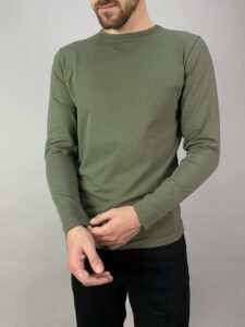 Мужской Лонгслив Зеленый Хаки - Базовая Кофта Лонг