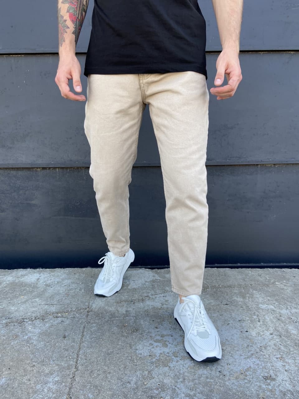 photo_2022-01-08_14-02-12 Мужские Бежевые Джинсы Мом - Свободные Джинсовые Брюки