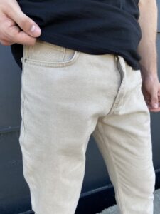 Мужские Бежевые Джинсы Мом - Свободные Джинсовые Брюки