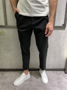Мужские Брюки Черного Цвета Классические с Подворотами