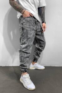 Мужские Серые Джоггеры - Джынсовые Штаны на Манжетах