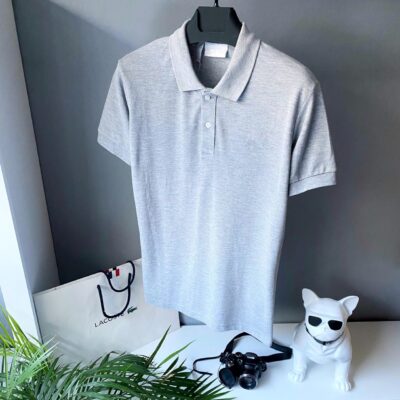 Мужская Футболка POLO Серая - Однотонная Свободного Кроя Хлопок с Воротником на Пуговицах