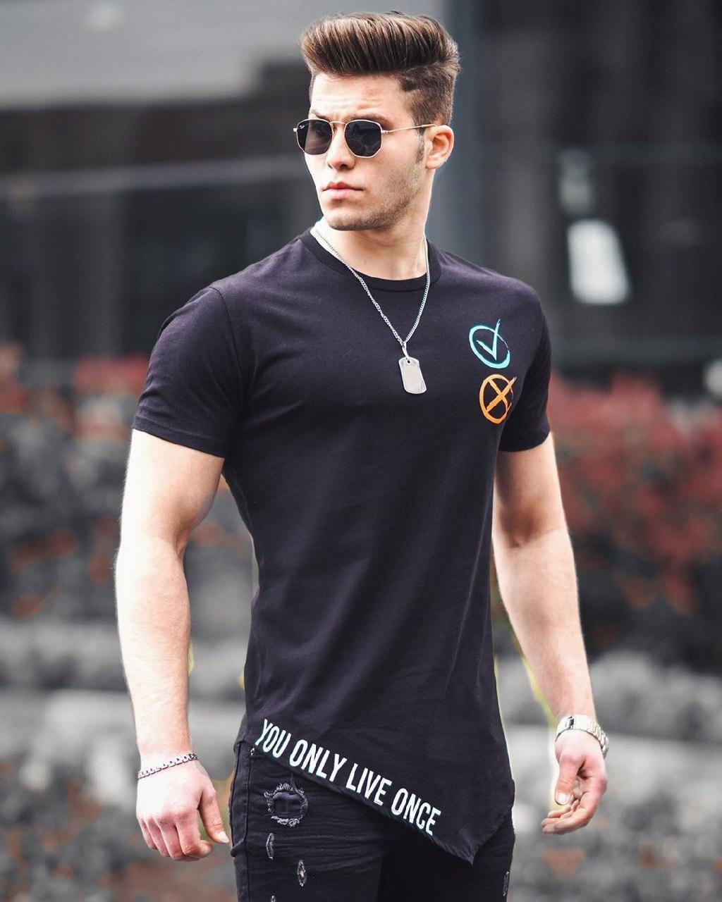 Мужская Футболка Оверсайз Черная - Свободного Кроя Хлопок с Надписью Мужская Футболка Оверсайз Черная - Свободного Кроя Хлопок с Надписью