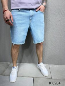Мужские Голубые Джинсовые Шорты Свободные - Летние Базовые