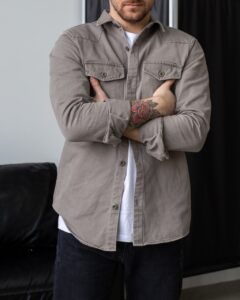 Мужская Серая Джинсовая Рубашка Базовая - Джинсовка на Пуговицах База