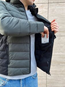 Мужская Серая Куртка Демисезонная - Приталенная Стеганая со Съемным Капюшоном