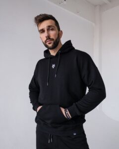 Мужской Черный Спортивный Костюм Базовый - Худи с Вышитым Значком + Штаны