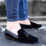 Мужские Замшевые Черные Туфли Лоферы - с Бахромой Классические