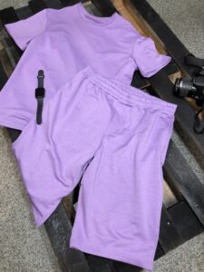 Мужской Костюм Двойка Розовый - Легкий Летний Оверсайз Шорты+Футболка Однотонный с Надписью