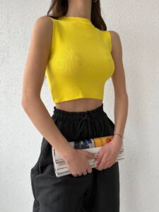 Женский Желтый Летний Топ - Универсальный Базовый без Рукавов