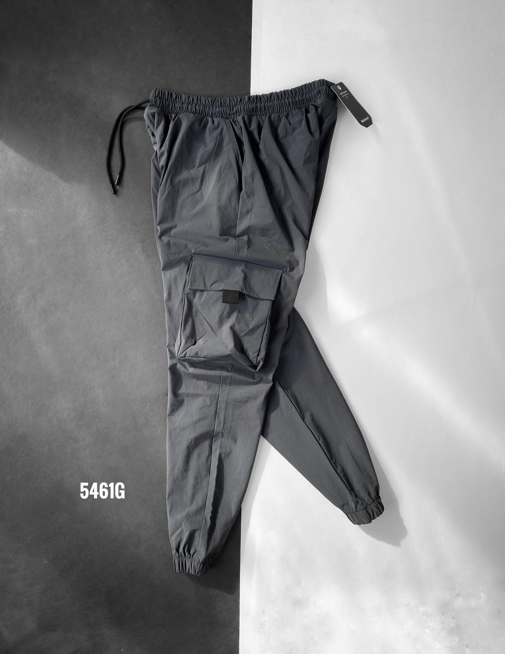 photo_2022-06-03_16-07-36 Мужские Темно-Серые Спортивные Штаны Брюки Джоггеры - Спортивки с Накладными Карманами Ветрозащитные