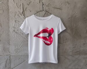 Женская Хлопковая Белая Футболка - Принт Lips Губы