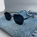 Мужские Стильные Черные Солнцезащитные Очки с Металлической Черной Оправой