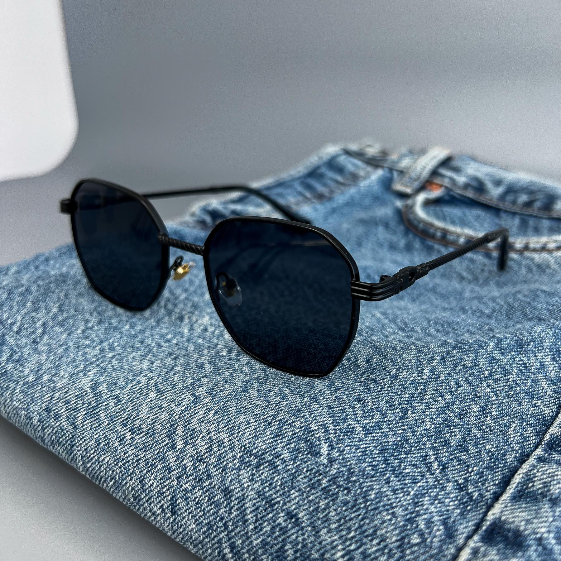 0861e3f8f7173d2fe65c Мужские Стильные Черные Солнцезащитные Очки с Металлической Черной Оправой