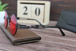 Мужские Солнцезащитные Очки Круглые Красные в Стиле Ретро