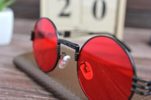 Мужские Солнцезащитные Очки Круглые Красные в Стиле Ретро