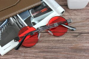 Мужские Солнцезащитные Очки Круглые Красные в Стиле Ретро