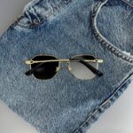 Мужские Стильные Черные Солнцезащитные Очки с Металлической Золотистой Оправой