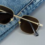 Мужские Стильные Коричневые Солнцезащитные Очки с Металлической Золотистой Оправой