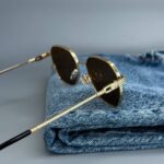 Мужские Стильные Коричневые Солнцезащитные Очки с Металлической Золотистой Оправой