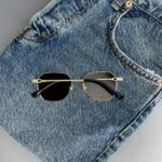 Мужские Стильные Коричневые Солнцезащитные Очки с Металлической Золотистой Оправой