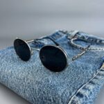 Мужские Круглые Овальные Черные Солнцезащитные Очки - с Металлической Серебристой Оправой