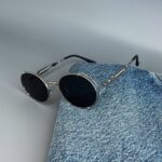 Мужские Круглые Овальные Черные Солнцезащитные Очки - с Металлической Серебристой Оправой