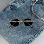 Мужские Круглые Овальные Черные Солнцезащитные Очки - с Металлической Серебристой Оправой