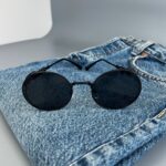 Мужские Круглые Овальные Черные Солнцезащитные Очки - с Металлической Черной Оправой