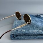 Мужские Круглые Овальные Коричневые Солнцезащитные Очки - с Металлической Золотистой Оправой