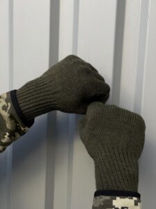 Мужские Трикотажные Перчатки Хаки Теплые